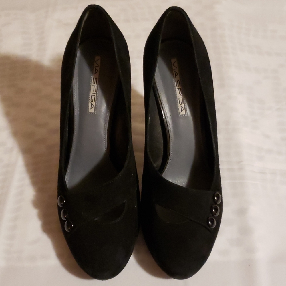 Via Spiga suede 3 button mary janes